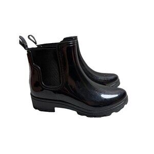 Capelli New York Ankle Rain Boots Womens Black Sz9 Shiny Rubber Never Worn